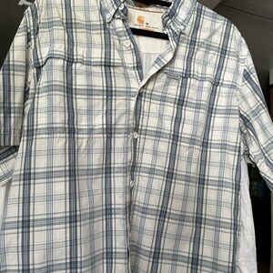 Carhartt Blue and White Plaid Shirt